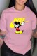 Pink Fashion Street Character Letter O Neck T-Shirts