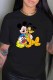 Black Fashion Casual Character O Neck T-Shirts