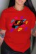 Red Fashion Street Print Letter O Neck T-Shirts