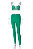 Green Fashion Sexy Solid Backless Spaghetti Strap Sleeveless Two Pieces