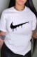 White Fashion Street Print Patchwork O Neck T-Shirts