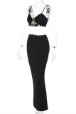 White Fashion Sexy Solid Backless Spaghetti Strap Sleeveless Two Pieces