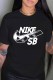 Black Fashion Street Print Letter O Neck T-Shirts