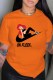 Orange Fashion Street Character Print Letter O Neck T-Shirts