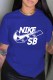 Blue Fashion Street Print Letter O Neck T-Shirts