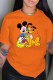 Orange Fashion Casual Character O Neck T-Shirts