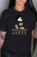 Black Fashion Street Character Print Letter O Neck T-Shirts