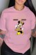 Pink Fashion Street Character Print Letter O Neck T-Shirts