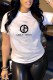 Black And White Fashion Casual Print Letter O Neck T-Shirts