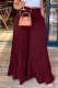 Burgundy Casual Solid Patchwork Fold High Waist Wide Leg Solid Color Bottoms