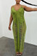 Green Sexy Solid Hollowed Out Patchwork Swimwears Cover Up