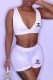 White Fashion Sexy Print Letter V Neck Sleeveless Two Pieces