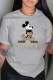 Grey Fashion Street Character Print Letter O Neck T-Shirts