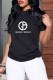 Black White Fashion Casual Print Letter O Neck T-Shirts