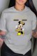 Grey Fashion Street Character Print Letter O Neck T-Shirts