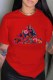Red Street Fashion Print Letter O Neck T-Shirts