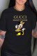 Black Fashion Street Character Print Letter O Neck T-Shirts