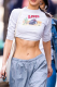 White Fashion Print Patchwork O Neck T-Shirts