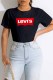 Black Fashion Casual Print Letter O Neck T-Shirts