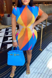 Yellow Sexy Print Patchwork Half A Turtleneck Pencil Skirt Dresses