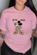 Pink Fashion Street Character Patchwork Letter O Neck T-Shirts