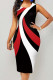 Red Black Casual Print Patchwork O Neck One Step Skirt Dresses