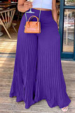 Pink Casual Solid Patchwork Fold High Waist Wide Leg Solid Color Bottoms