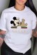 White Fashion Street Character Print Letter O Neck T-Shirts