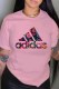 Pink Street Fashion Print Letter O Neck T-Shirts