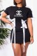 Black Fashion Casual Print Bandage O Neck One Step Skirt Dresses