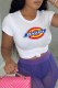 White Fashion Casual Print Letter O Neck T-Shirts