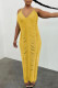 Yellow Sexy Solid Hollowed Out Patchwork Swimwears Cover Up