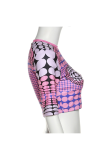 Purple Sexy Print Patchwork O Neck T-Shirts