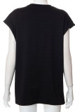 Black Casual Print Patchwork O Neck T-Shirts