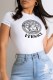 White Fashion Casual Print Letter O Neck T-Shirts