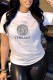 Cream White Fashion Casual Print Letter O Neck T-Shirts