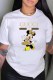 White Fashion Street Character Print Letter O Neck T-Shirts