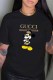 Black Fashion Street Character Print Letter O Neck T-Shirts