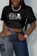 Black Fashion Casual Print Letter O Neck T-Shirts
