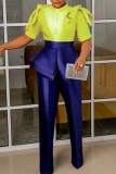 Pink Casual Elegant Solid Patchwork O Neck Straight Jumpsuits