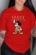 Red Fashion Street Character Patchwork Letter O Neck T-Shirts