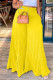 Yellow Casual Solid Patchwork Fold High Waist Wide Leg Solid Color Bottoms