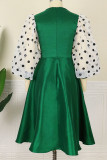 Ink Green Elegant Solid Patchwork O Neck Evening Dress Dresses