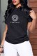Matte Black Fashion Casual Print Letter O Neck T-Shirts