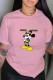 Pink Fashion Street Character Print Letter O Neck T-Shirts