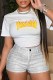 White Fashion Casual Print Letter O Neck T-Shirts
