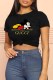 Black Fashion Casual Character Print Letter O Neck T-Shirts