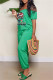 Green Fashion Casual Print Backless Off the Shoulder Regular Jumpsuits