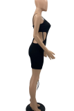 Pink Sexy Solid Patchwork Spaghetti Strap Pencil Skirt Dresses