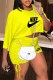 Yellow Fashion Casual Print Letter O Neck Short Sleeve Two Pieces